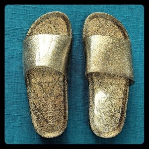 Gold Glitter Slide Sandal